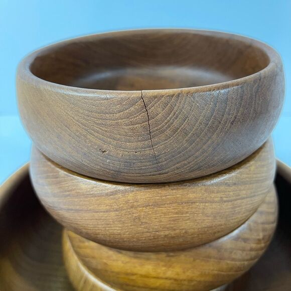Monkey pod Wood Salad bowl with matching serving bowls - Picture 5 of 5